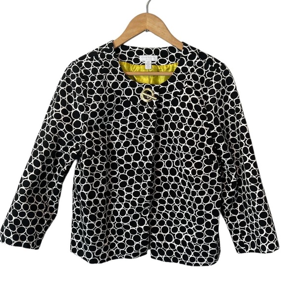 Charter Club black white circle print toggle close jacket - Picture 1 of 10